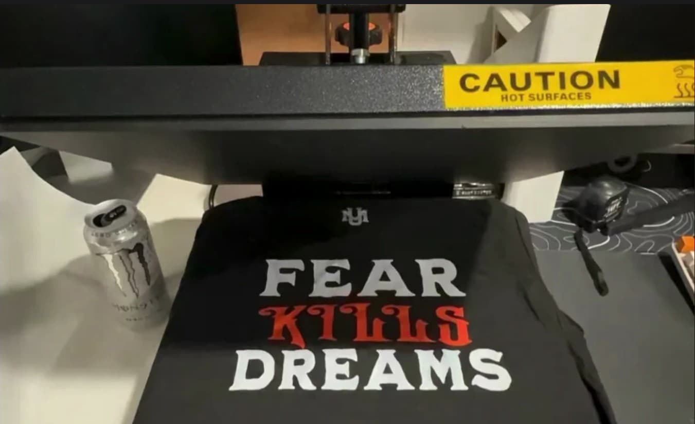 Fear Kills Dreams design in the heat press